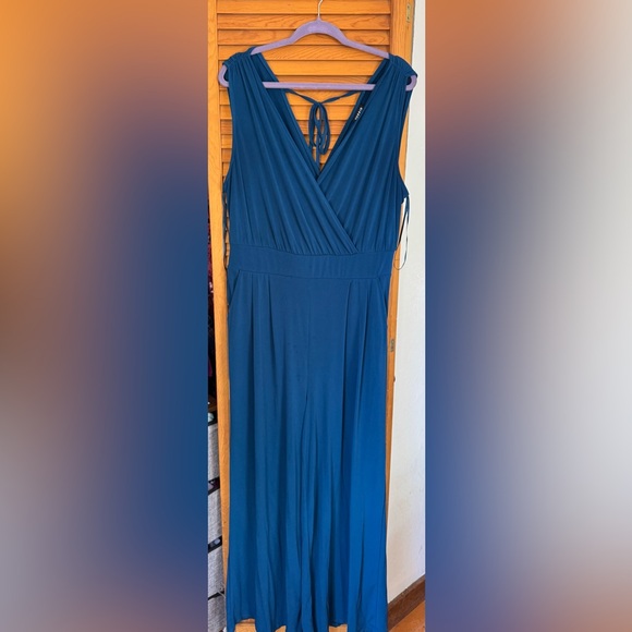 Torrid Blue Studio Knit Surplice Tie Back Jumpsuit - Picture 9 of 9